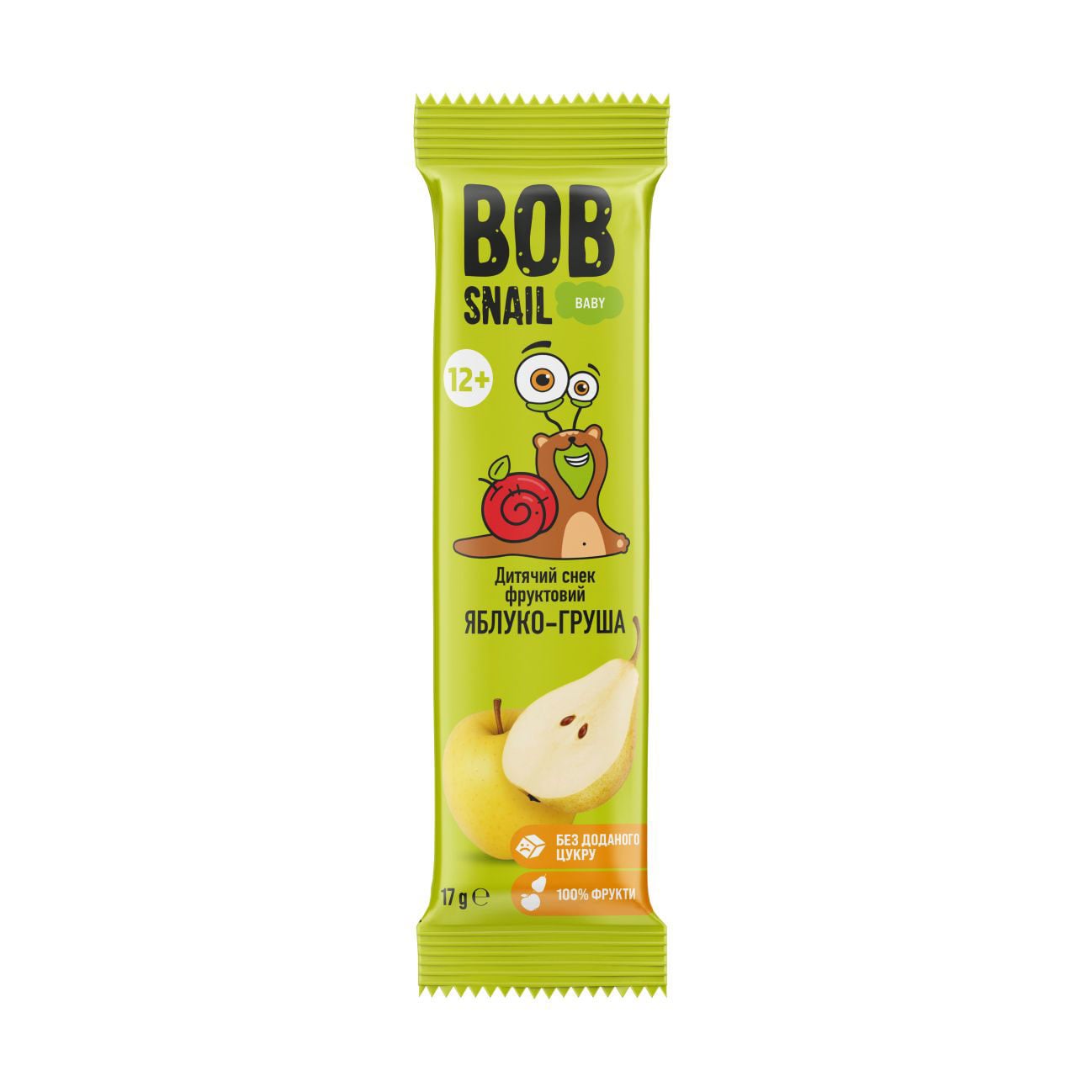 Дитячий фруктовий снек Bob Snail Яблуко-груша, від 1 року, 17 г